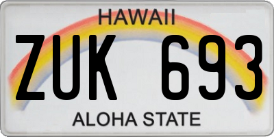 HI license plate ZUK693