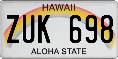 HI license plate ZUK698