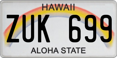 HI license plate ZUK699