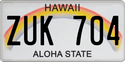 HI license plate ZUK704