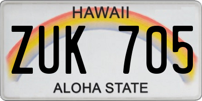 HI license plate ZUK705