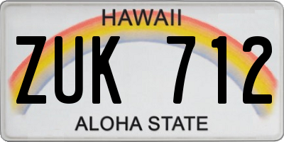 HI license plate ZUK712