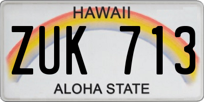 HI license plate ZUK713
