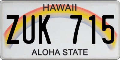 HI license plate ZUK715