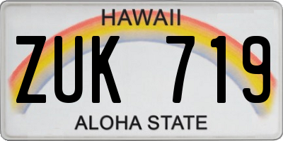 HI license plate ZUK719