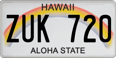 HI license plate ZUK720