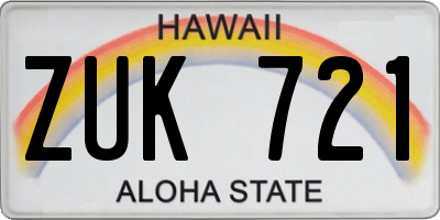 HI license plate ZUK721