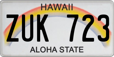 HI license plate ZUK723