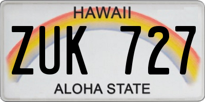 HI license plate ZUK727