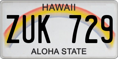 HI license plate ZUK729
