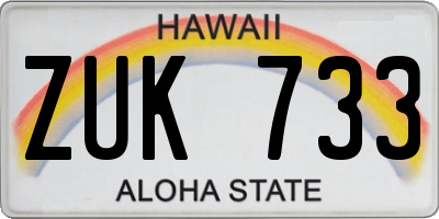 HI license plate ZUK733