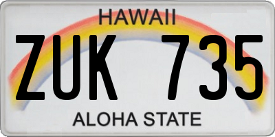 HI license plate ZUK735