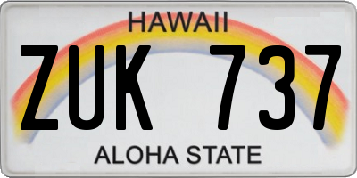 HI license plate ZUK737