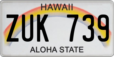 HI license plate ZUK739