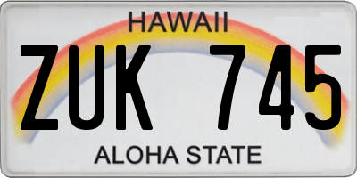 HI license plate ZUK745
