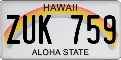 HI license plate ZUK759