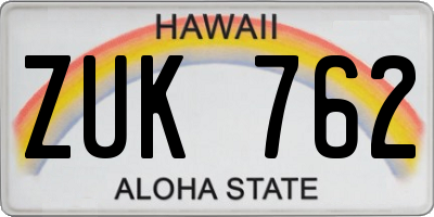 HI license plate ZUK762