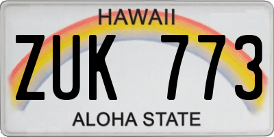 HI license plate ZUK773