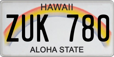 HI license plate ZUK780