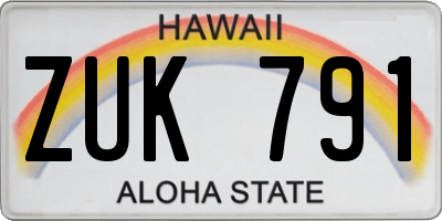 HI license plate ZUK791