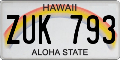 HI license plate ZUK793