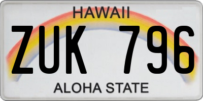 HI license plate ZUK796