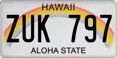 HI license plate ZUK797