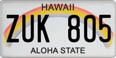 HI license plate ZUK805