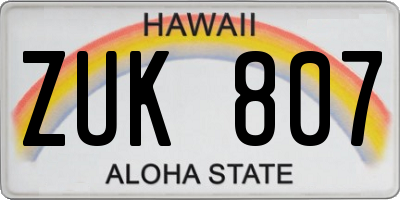 HI license plate ZUK807