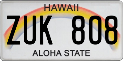 HI license plate ZUK808