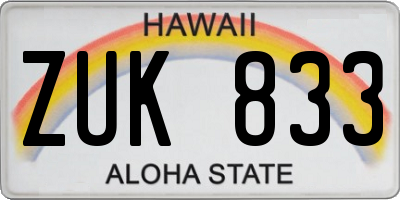 HI license plate ZUK833