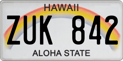HI license plate ZUK842
