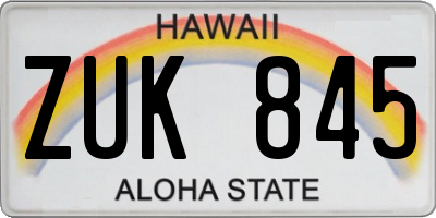HI license plate ZUK845
