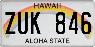 HI license plate ZUK846