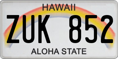 HI license plate ZUK852