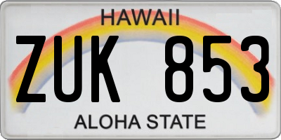 HI license plate ZUK853