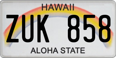 HI license plate ZUK858