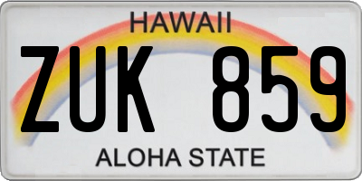 HI license plate ZUK859