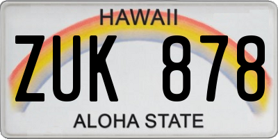 HI license plate ZUK878