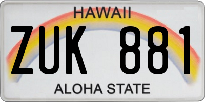 HI license plate ZUK881