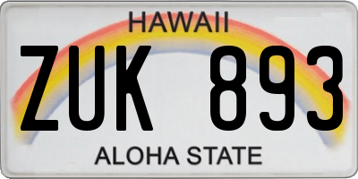 HI license plate ZUK893