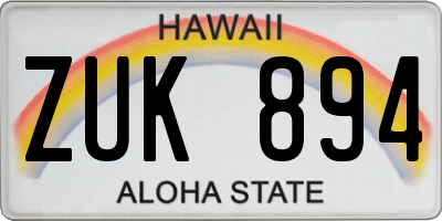 HI license plate ZUK894