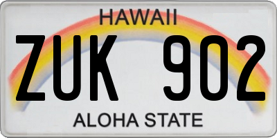 HI license plate ZUK902