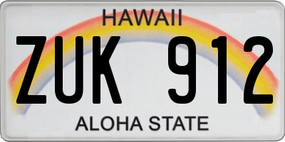 HI license plate ZUK912