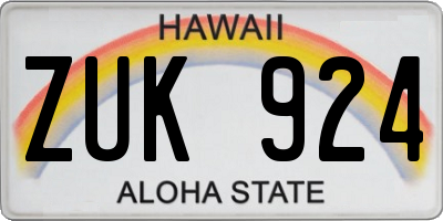HI license plate ZUK924