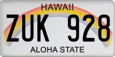 HI license plate ZUK928