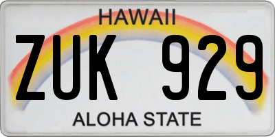 HI license plate ZUK929