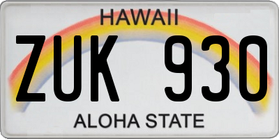 HI license plate ZUK930