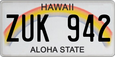 HI license plate ZUK942