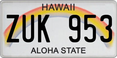 HI license plate ZUK953